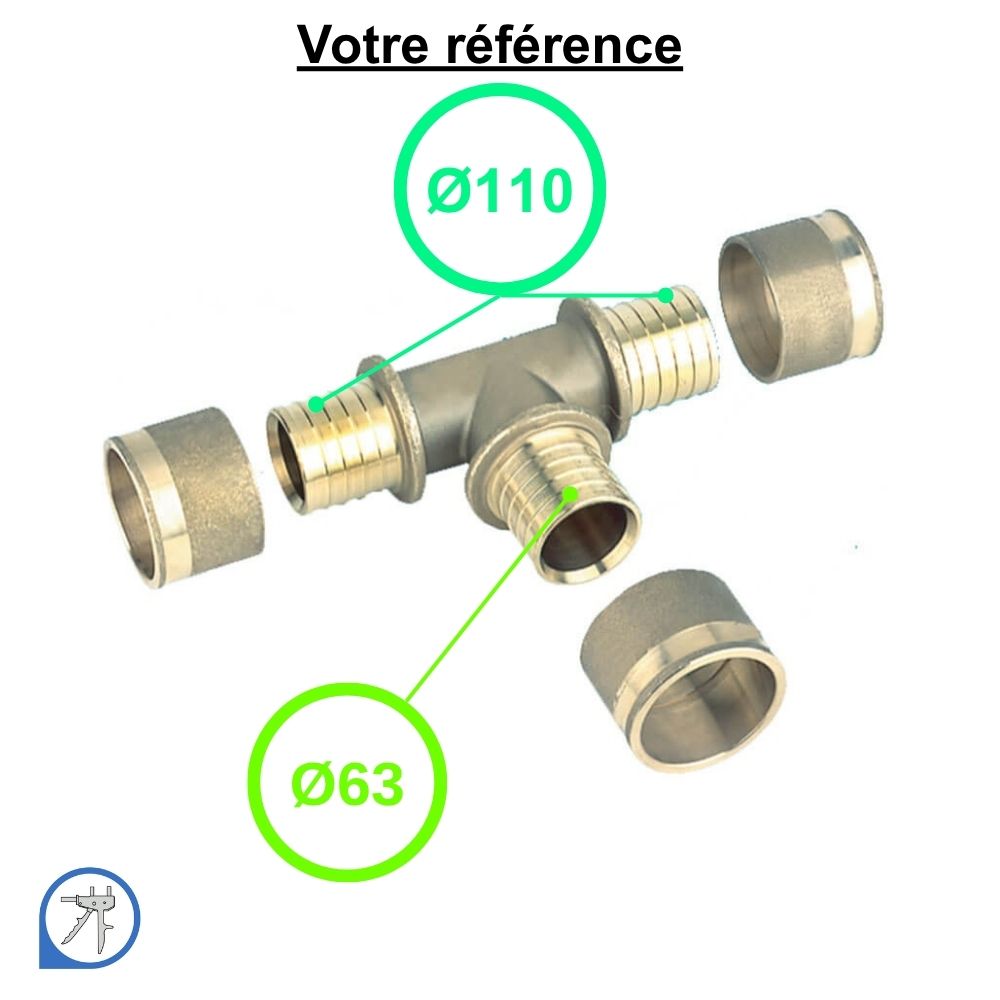 Té réduit PER à glissement Ø110-Ø63-Ø110 - RESOvert