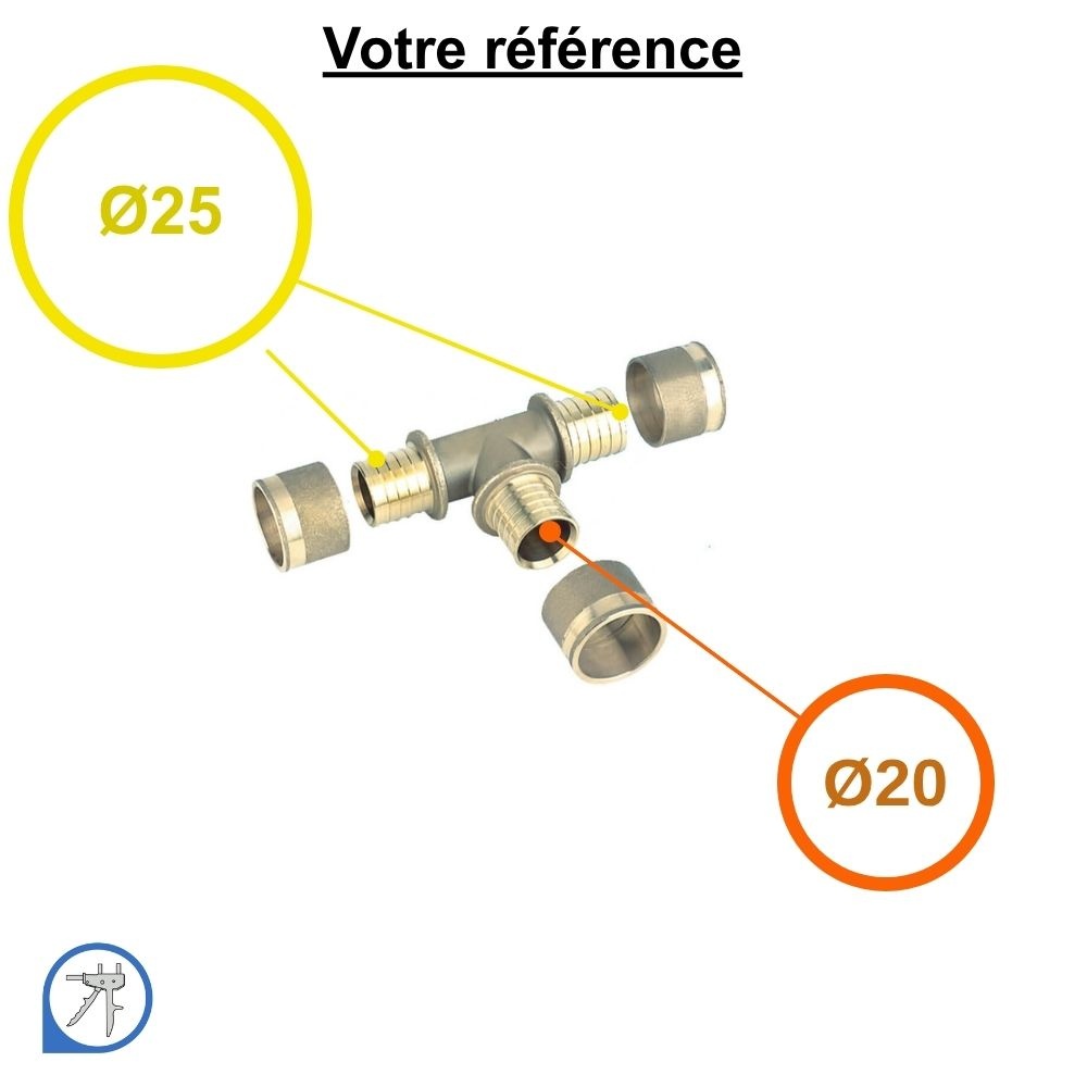 Té réduit PER à glissement Ø25-Ø20-Ø25 - RESOvert