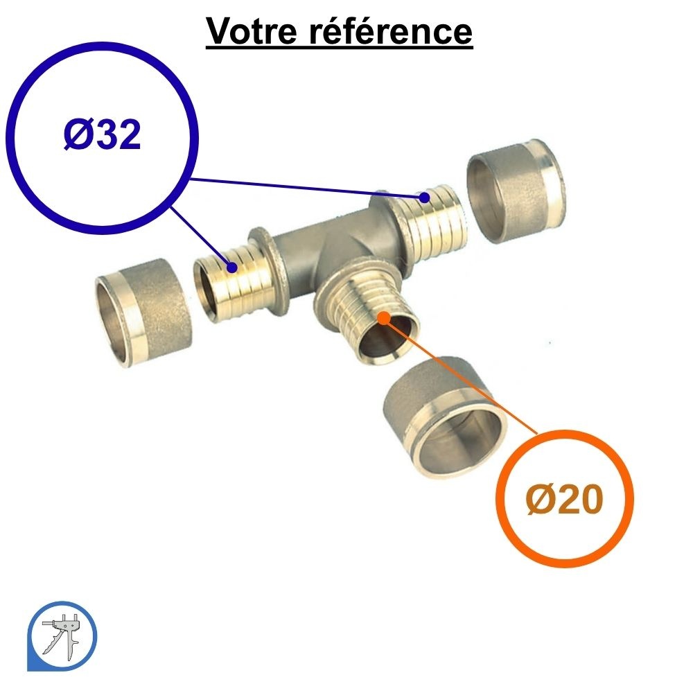 Té réduit PER à glissement Ø32-Ø20-Ø32 - RESOvert