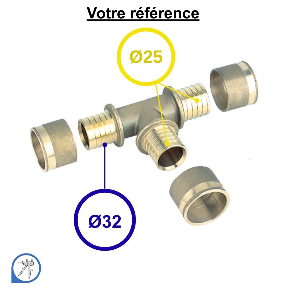 Té réduit PER à glissement Ø32-Ø25-Ø25 - RESOvert