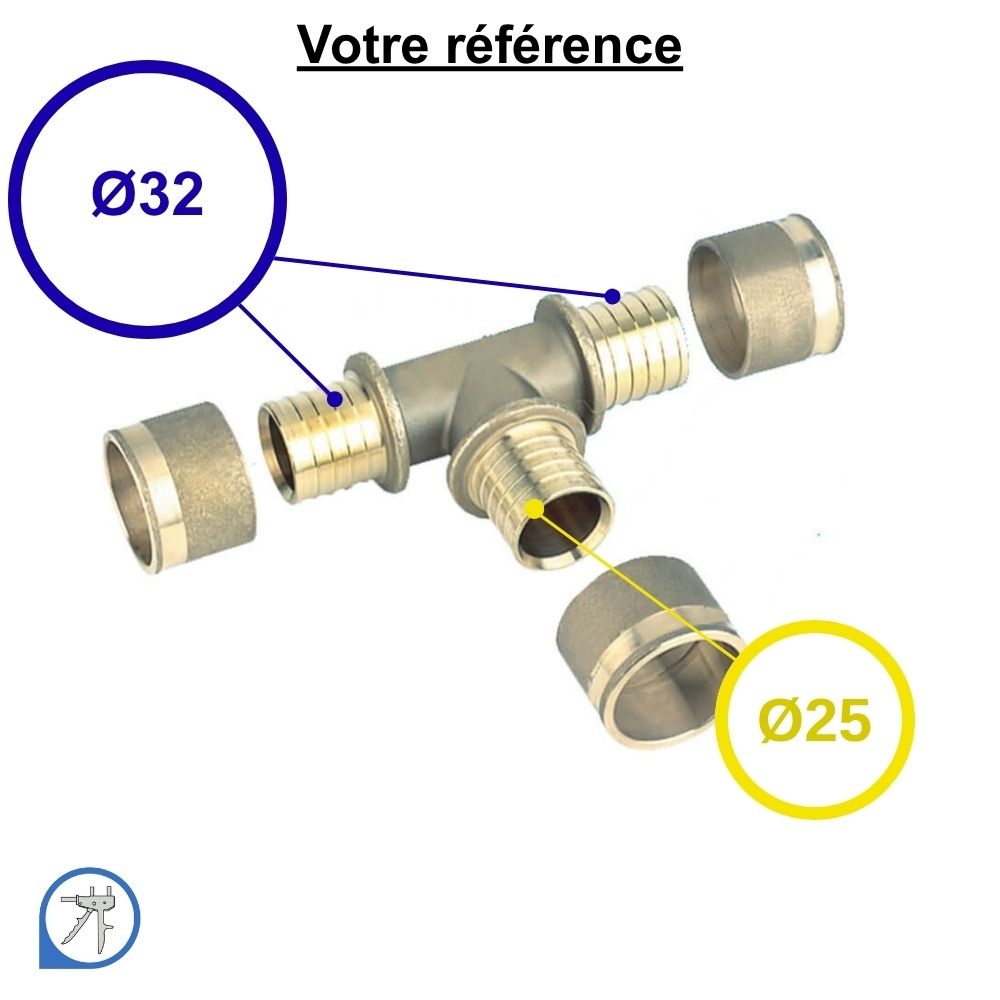 Té réduit PER à glissement Ø32-Ø25-Ø32 - RESOvert