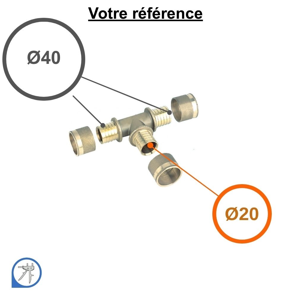 Té réduit PER à glissement Ø40-Ø20-Ø40 - RESOvert