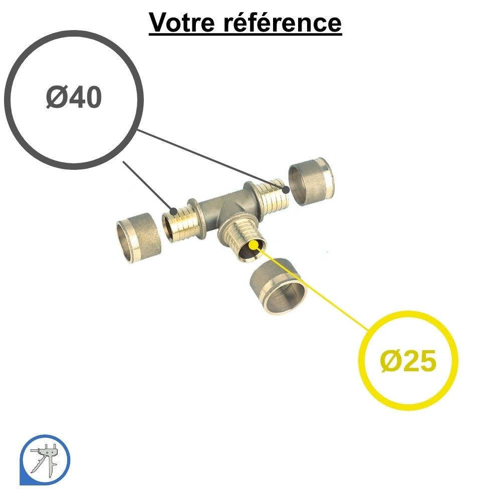 Té réduit PER à glissement Ø40-Ø25-Ø40 - RESOvert