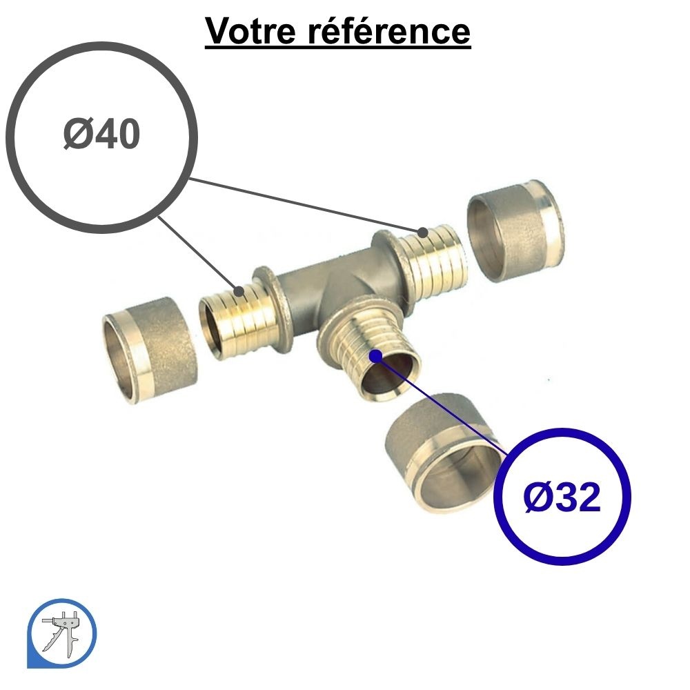 Té réduit PER à glissement Ø40-Ø32-Ø40 - RESOvert