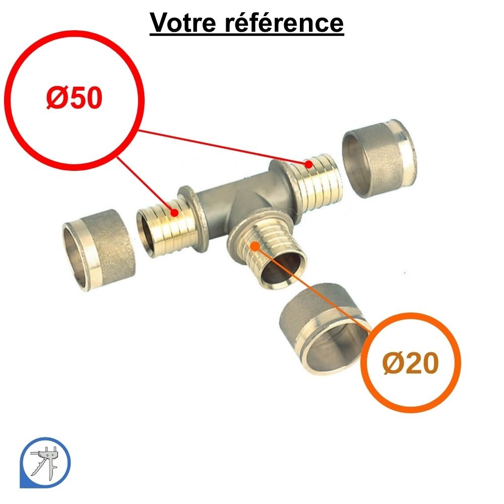 Té réduit PER à glissement Ø50-Ø20-Ø50 - RESOvert