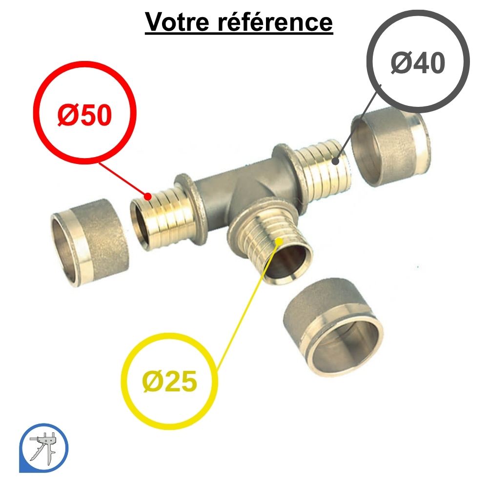 Té réduit PER à glissement Ø50-Ø25-Ø40 - RESOvert