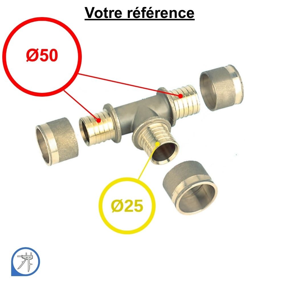 Té réduit PER à glissement Ø50-Ø25-Ø50 - RESOvert