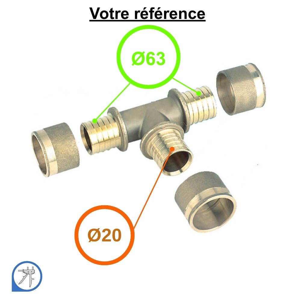 Té réduit PER à glissement Ø63-Ø20-Ø63 - RESOvert