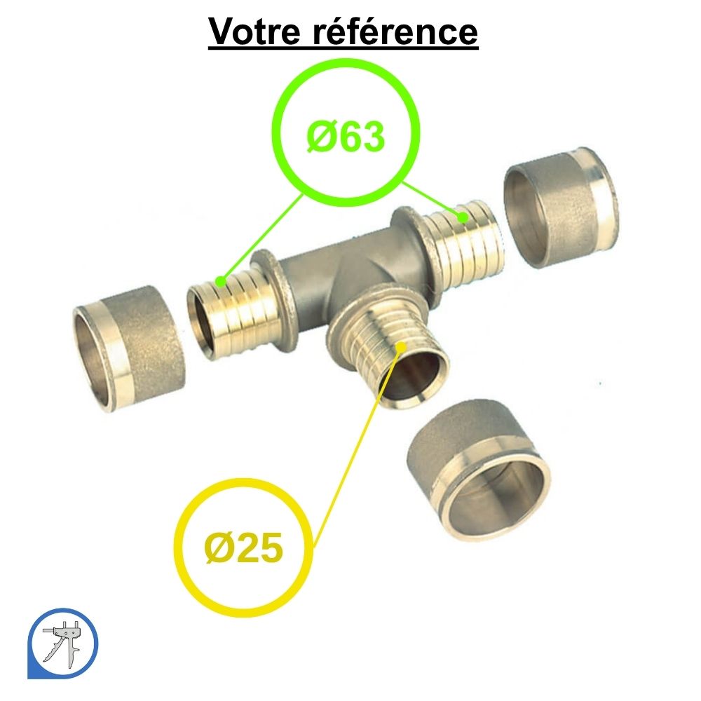 Té réduit PER à glissement Ø63-Ø25-Ø63 - RESOvert