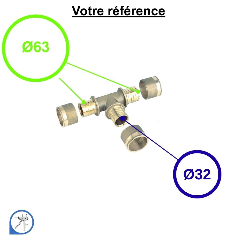 Té réduit PER à glissement Ø63-Ø32-Ø63 - RESOvert