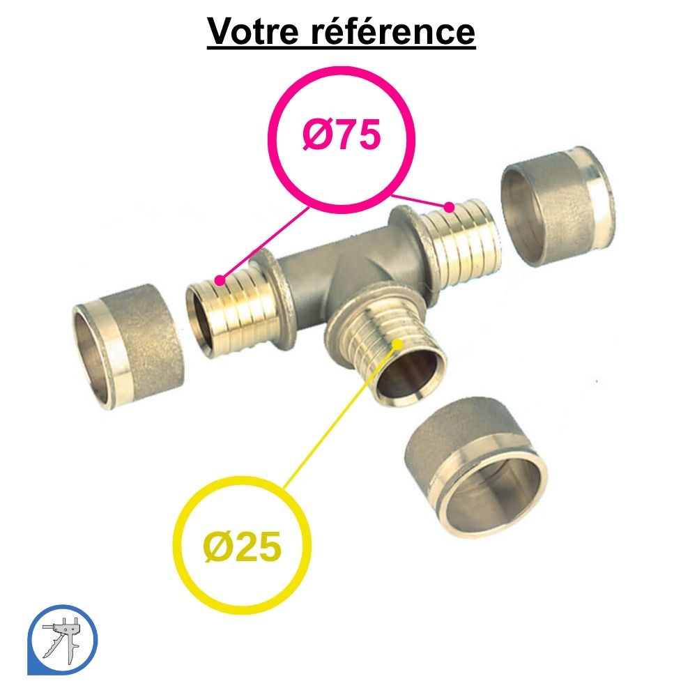 Té réduit PER à glissement Ø75-Ø25-Ø75 - RESOvert