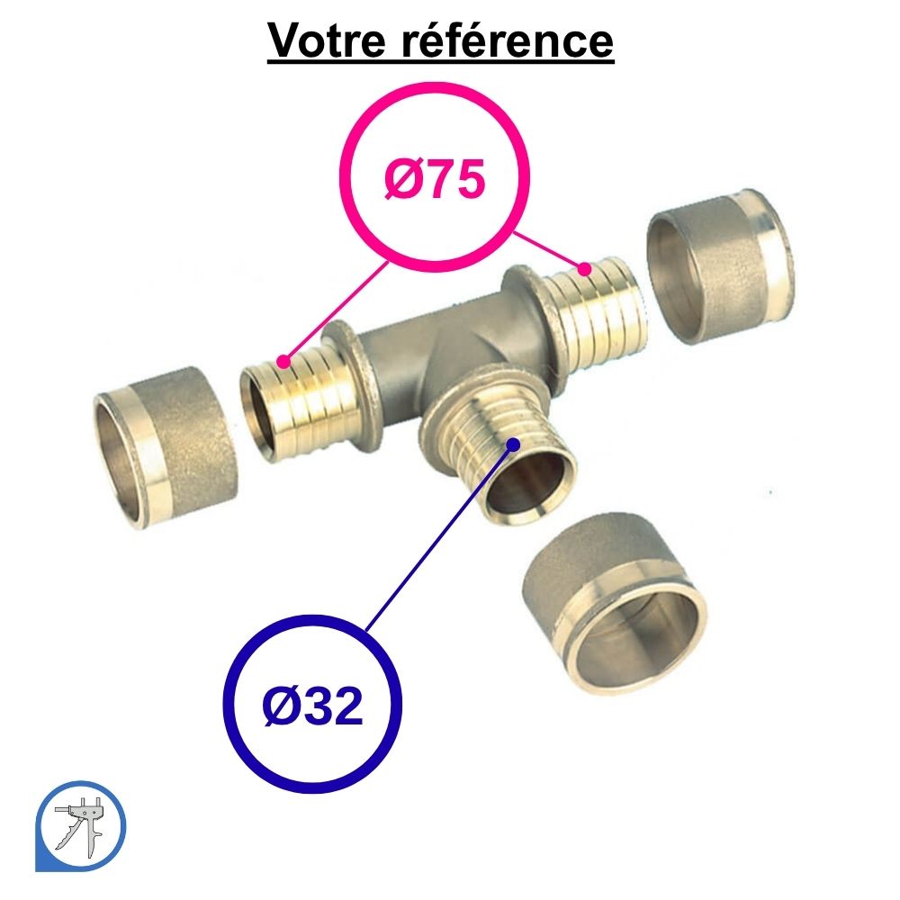 Té réduit PER à glissementØ75-Ø32-Ø75 - RESOvert