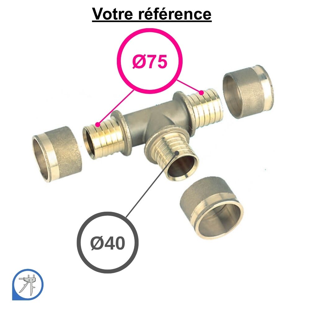 Té réduit PER à glissement Ø75-Ø40-Ø75 - RESOvert