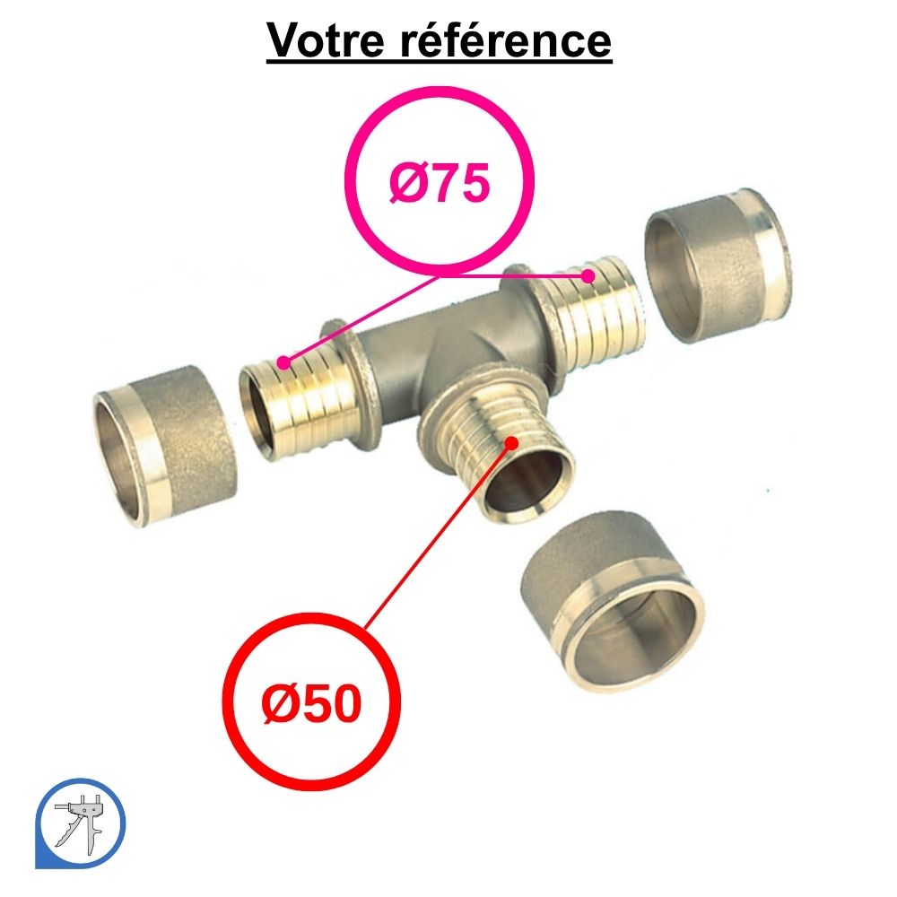 Té réduit PER à glissement Ø75-Ø50-Ø75 - RESOvert