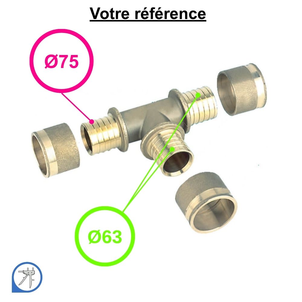 Té réduit PER à glissement Ø75-Ø63-Ø63 - RESOvert