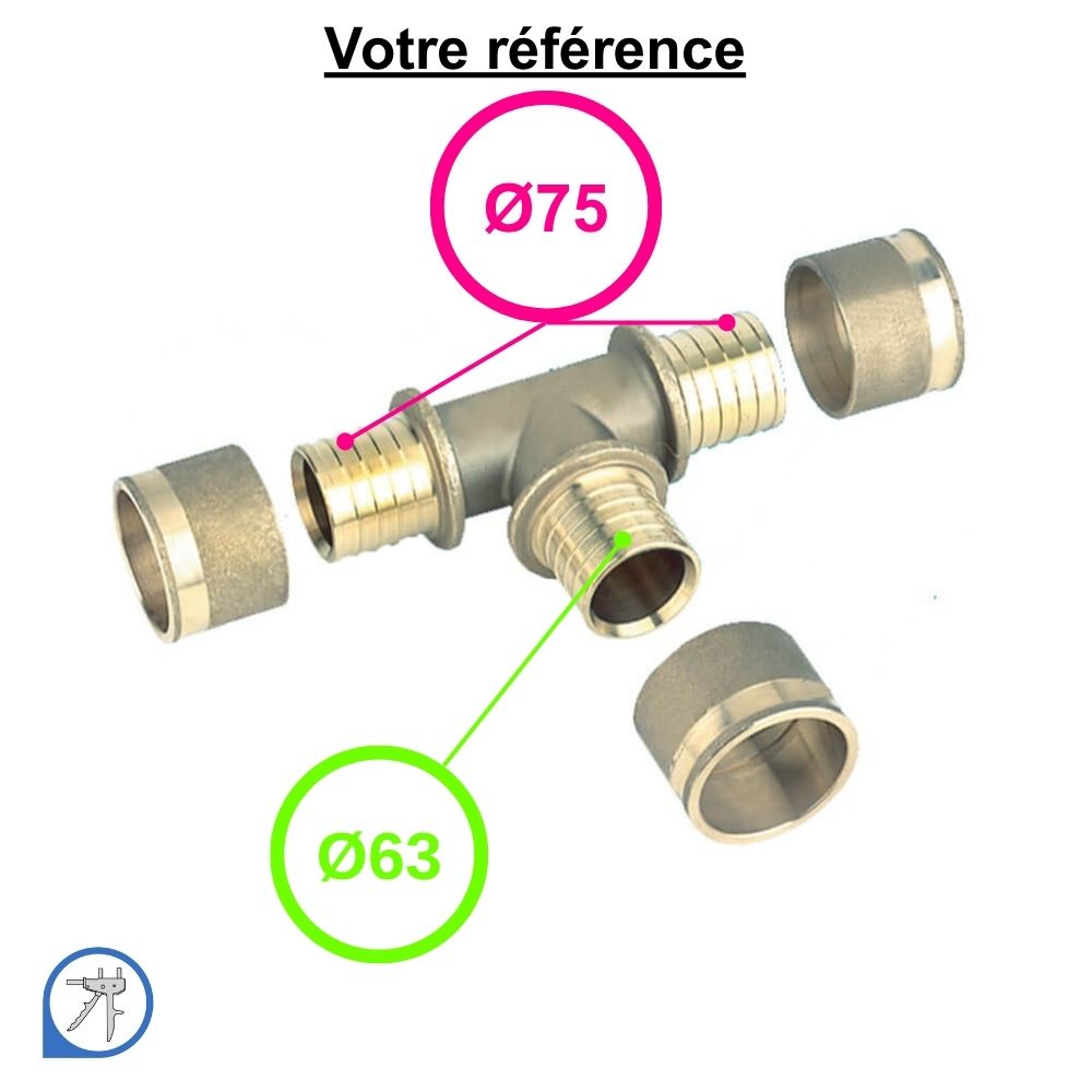 Té réduit PER à glissement Ø75-Ø63-Ø75 - RESOvert