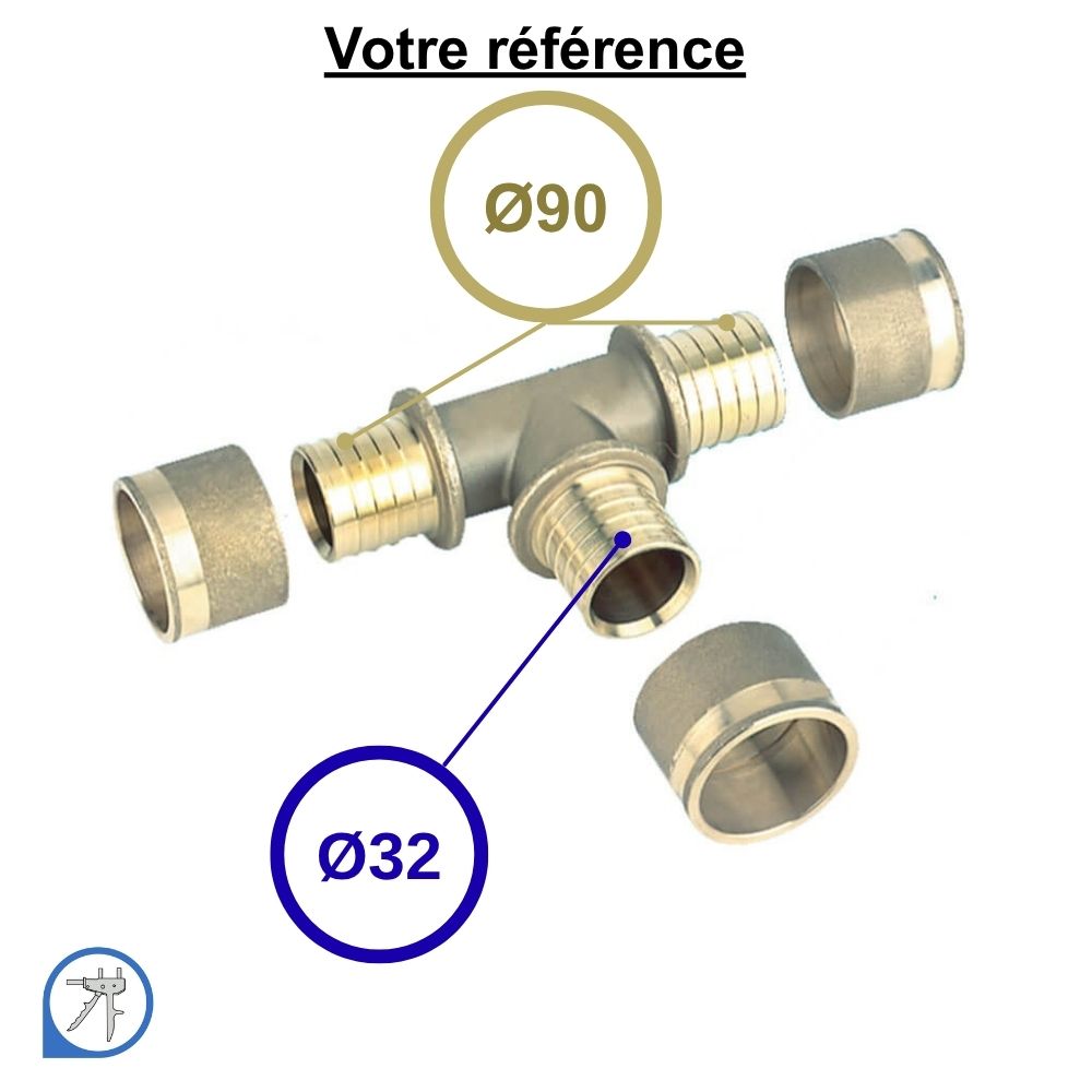 Té réduit PER à glissement Ø90-Ø32-Ø90 - RESOvert