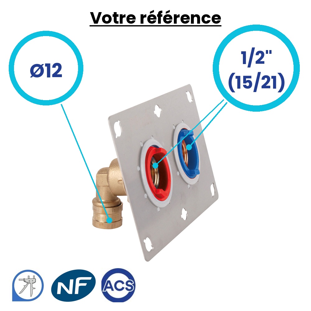 Sortie de cloison double SERTIfix PER à glissement Ø12 - femelle 1/2'' (15/21)