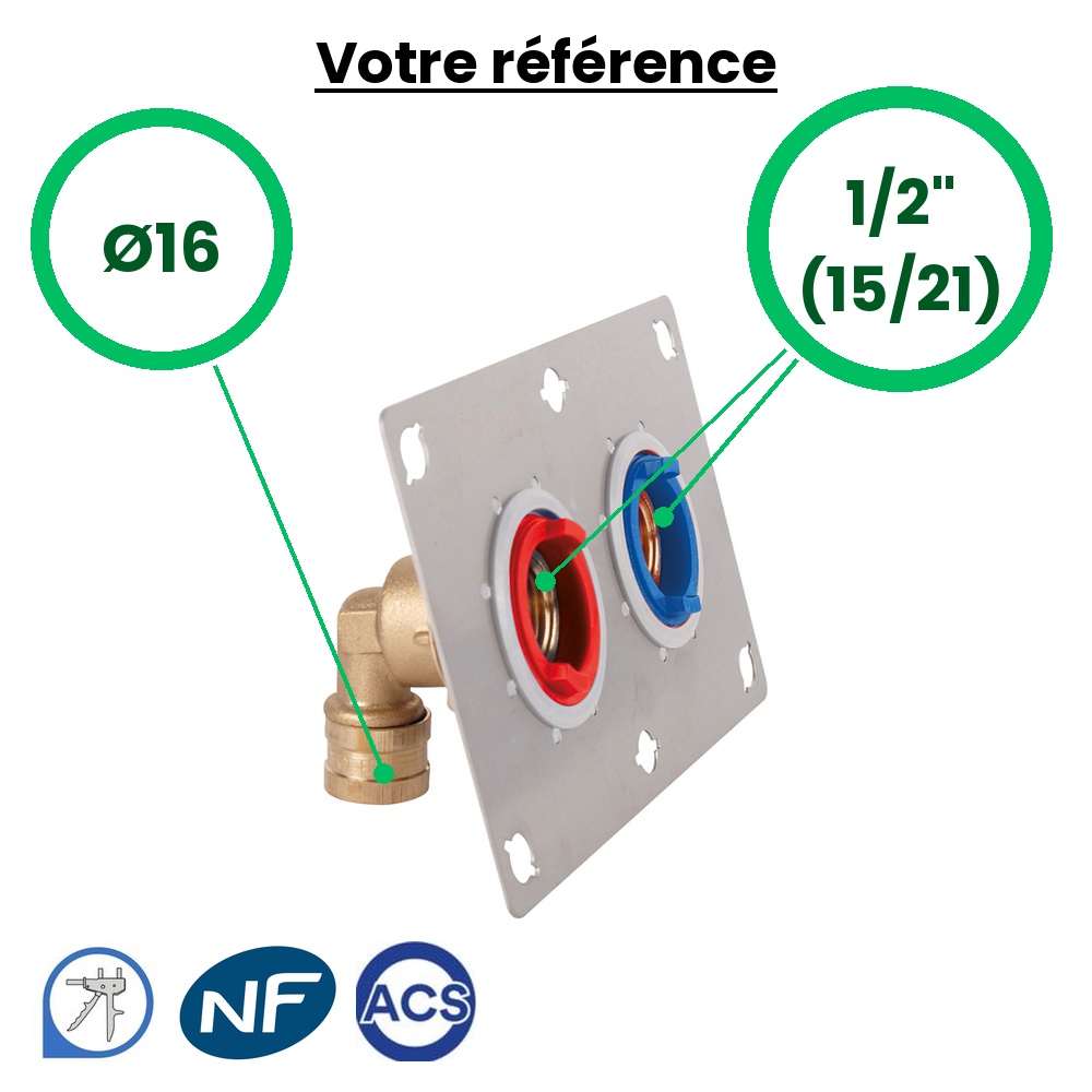 Sortie de cloison double SERTIfix PER à glissement Ø16 - femelle 1/2'' (15/21)