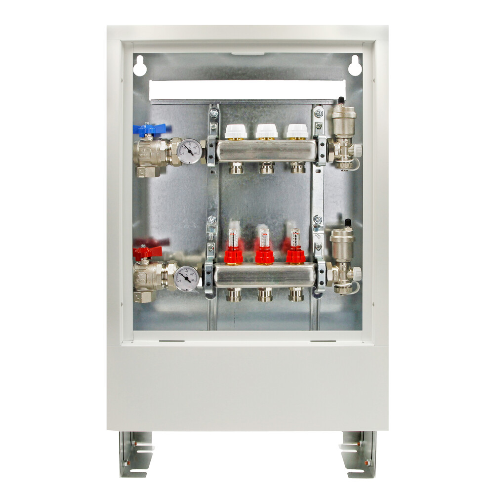 Coffret de distribution à encastrer 370 mm pour collecteur 2-3 circuits