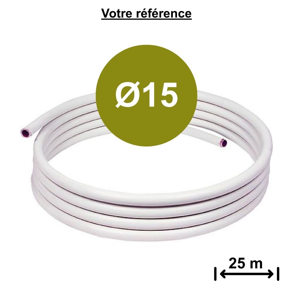 Tube cuivre recuit gainé Ø15 - longueur 25 m