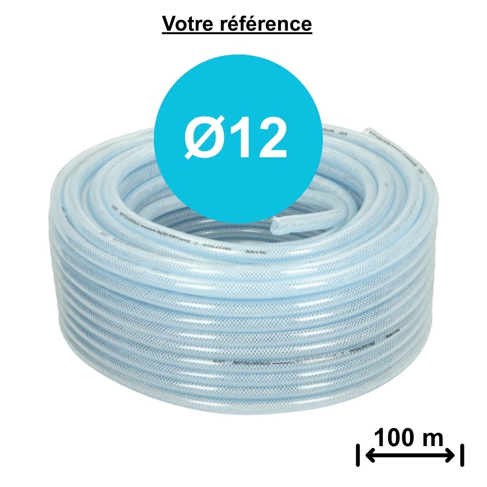 Tuyau souple tressé en PVC Ø12 - longueur 100 m