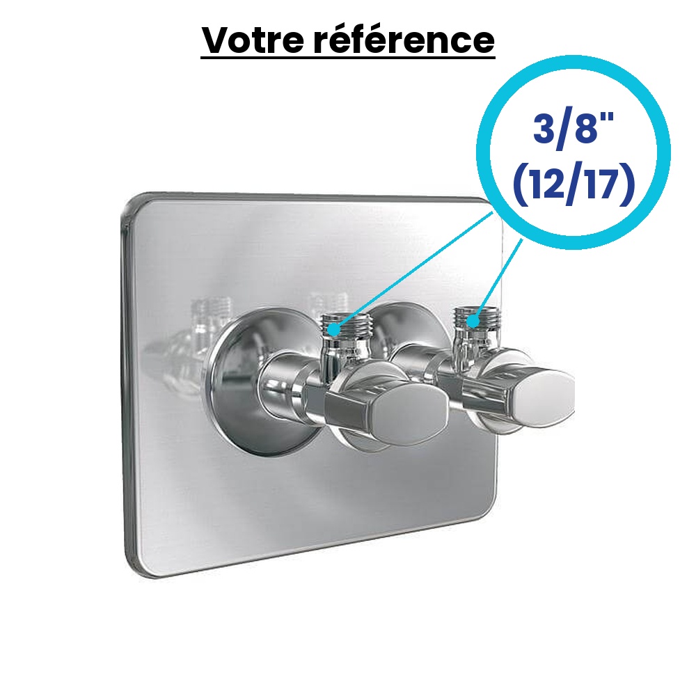 Plaque de finition inox à robinets d'arrêt pour sortie de cloison double ROBIFIX entraxe 50 mm - Watts
