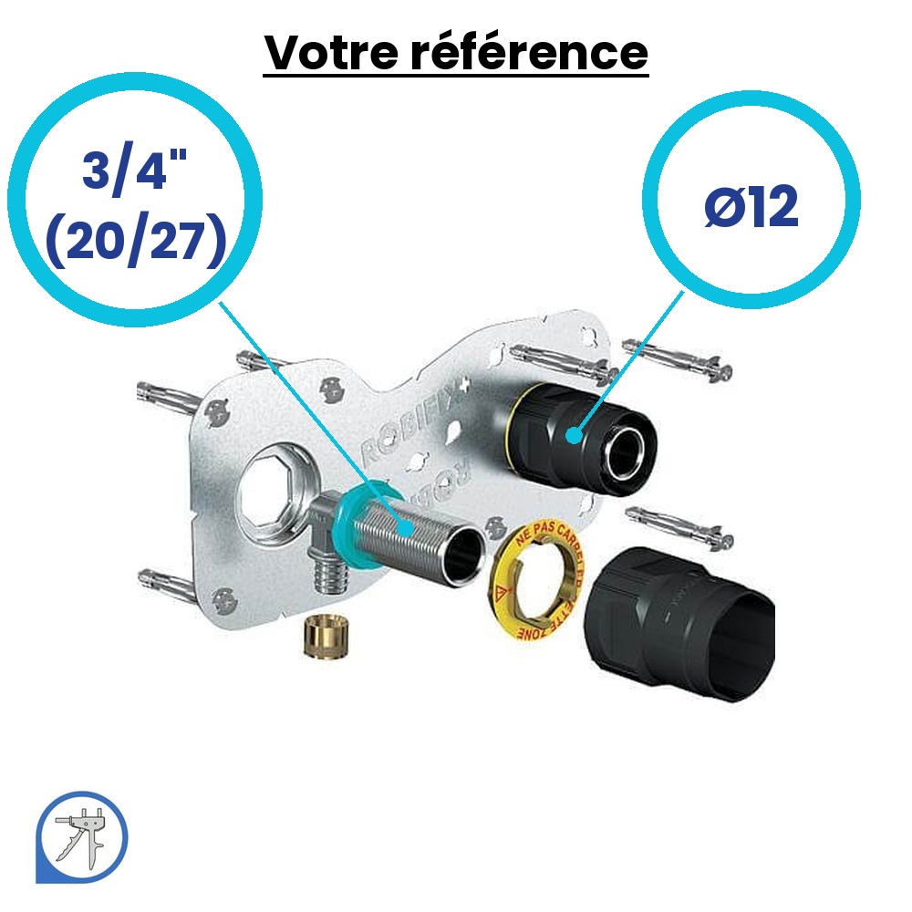 Sortie de cloison double ROBIFIX+ PER à glissement Ø12 - mâle 3/4'' (20/27) entraxe 150 mm - Watts