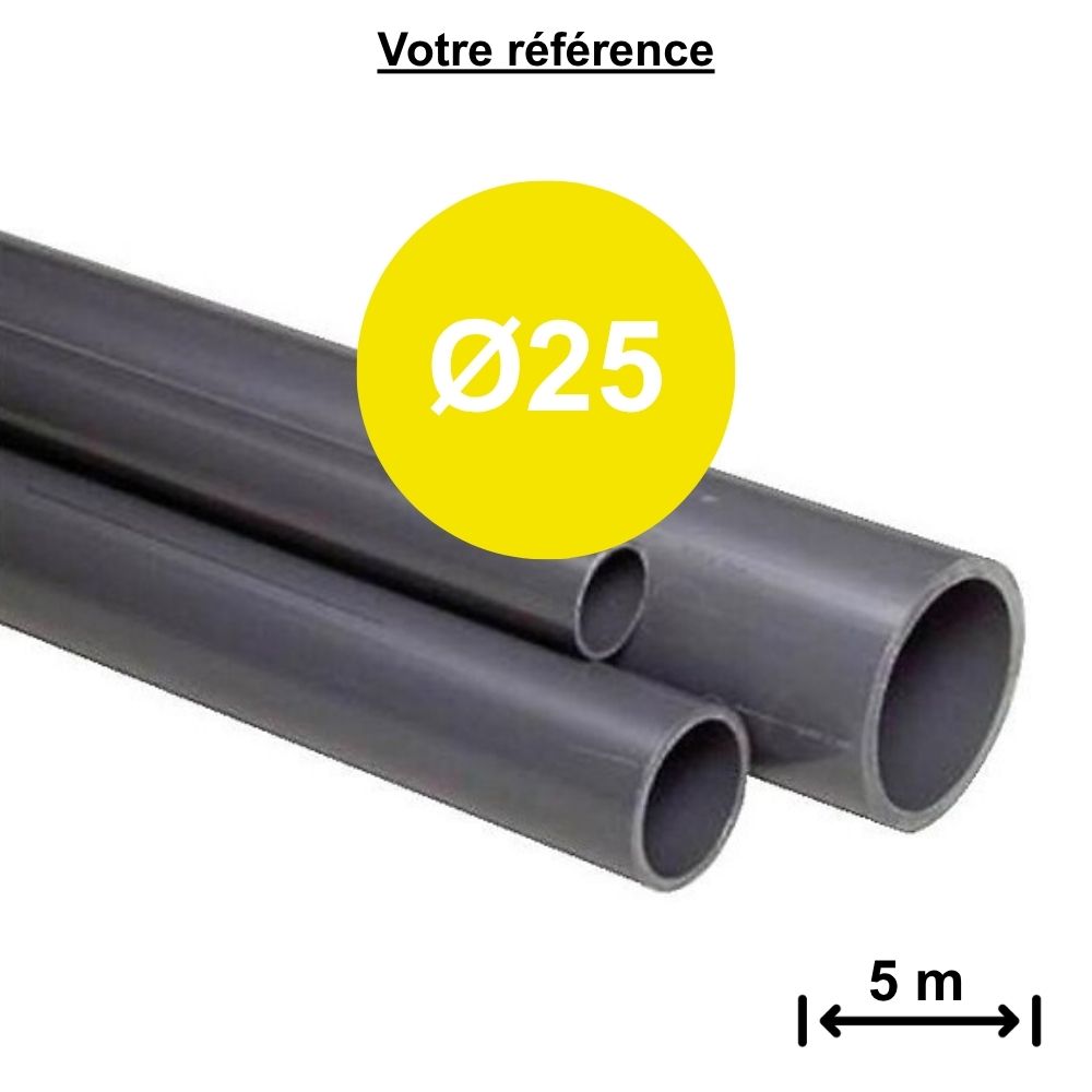 Lot de 10 tubes PVC pression gris Ø25 - longueur 5 m