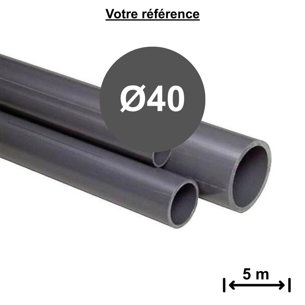 Lot de 10 tubes PVC pression gris Ø40 - longueur 5 m