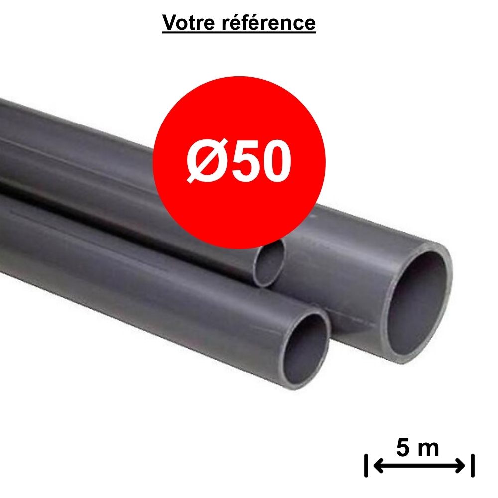 Lot de 10 tubes PVC pression gris Ø50 - longueur 5 m