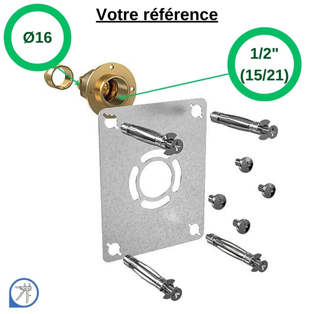 Sortie de cloison simple ROBIFIX PER à glissement droit Ø16 - femelle 1/2'' (15/21) - Watts