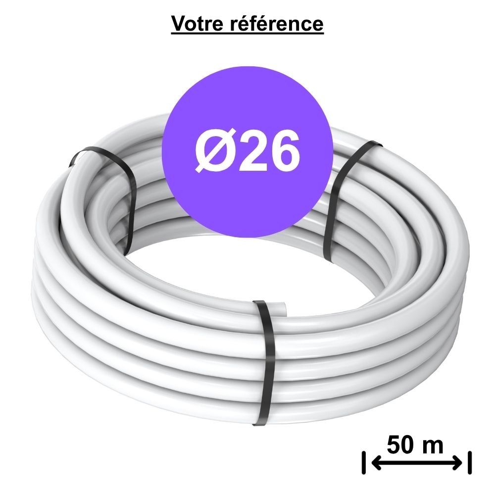 Tube multicouche nu blanc Multiskin 4 Ø26 - longueur 50 m - Comap