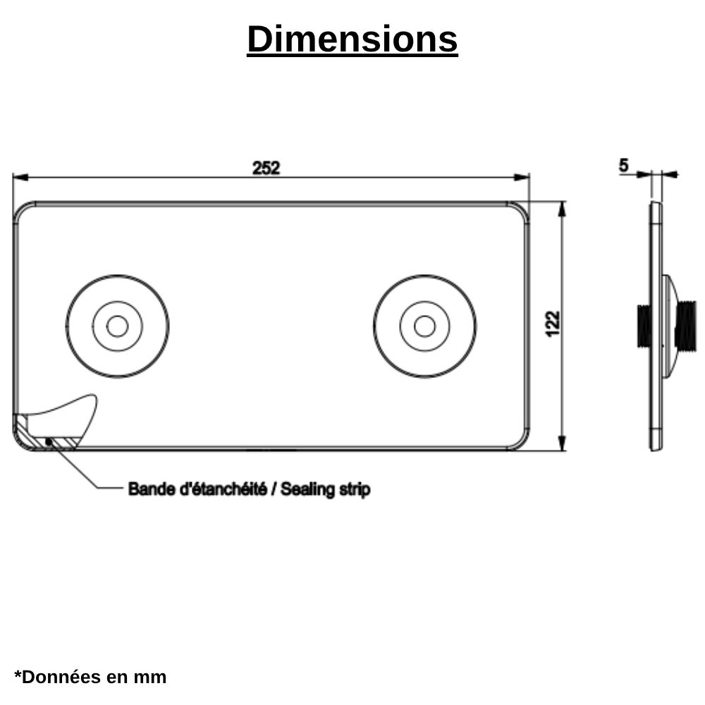 Plaque de finition pour sortie de cloison double ROBIFIX entraxe 150 mm - Gripp