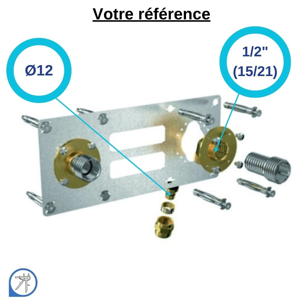 Sortie de cloison double ROBIFIX PER à compression Ø12 - femelle 1/2'' (15/21)