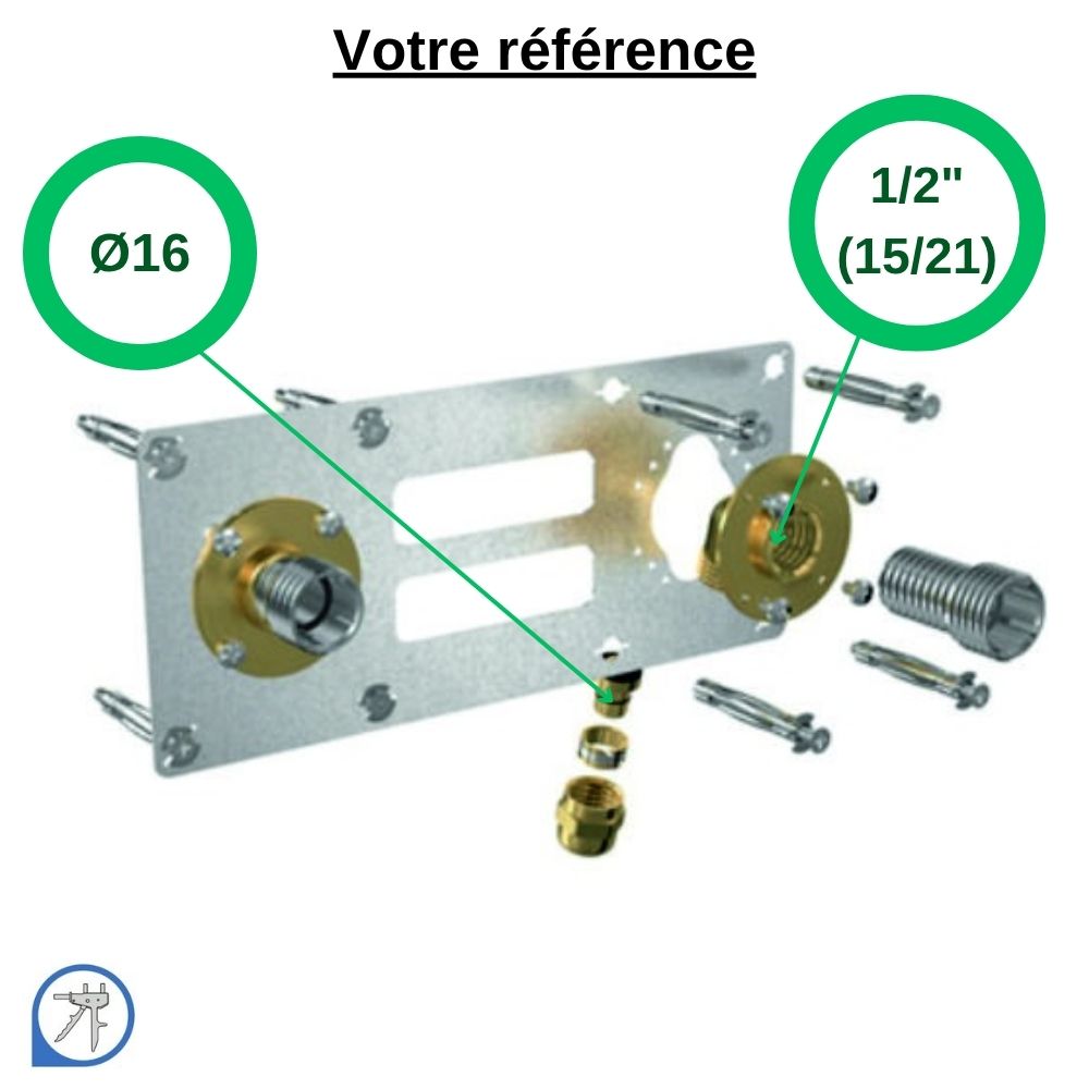 Sortie de cloison double ROBIFIX PER à compression Ø16 - femelle 1/2'' (15/21)