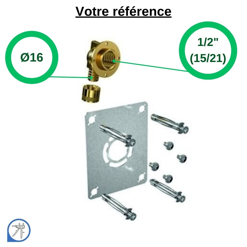 Sortie de cloison simple ROBIFIX PER à compression Ø16 - femelle 1/2'' (15/21)