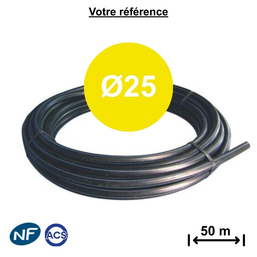 Tube polyéthylène alimentaire Ø25 - longueur 50 m