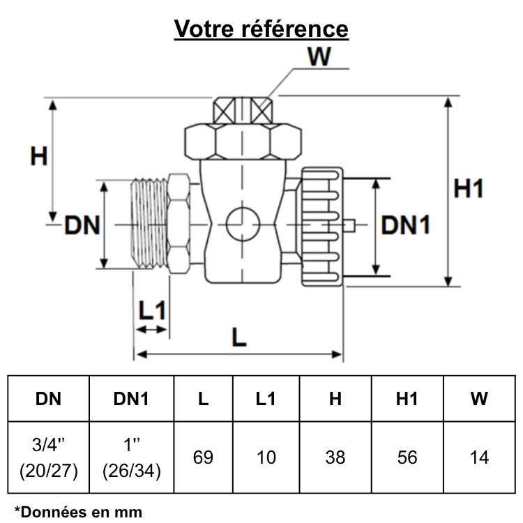 Robinet de vidange pour radiateur, à boisseau et presse étoupe mâle 3/4'' (20/27) - Sferaco