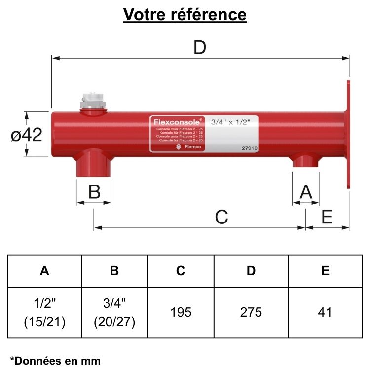 Support mural pour vase d'expansion chauffage de 8 à 25 litres - Flexconsole, Flamco
