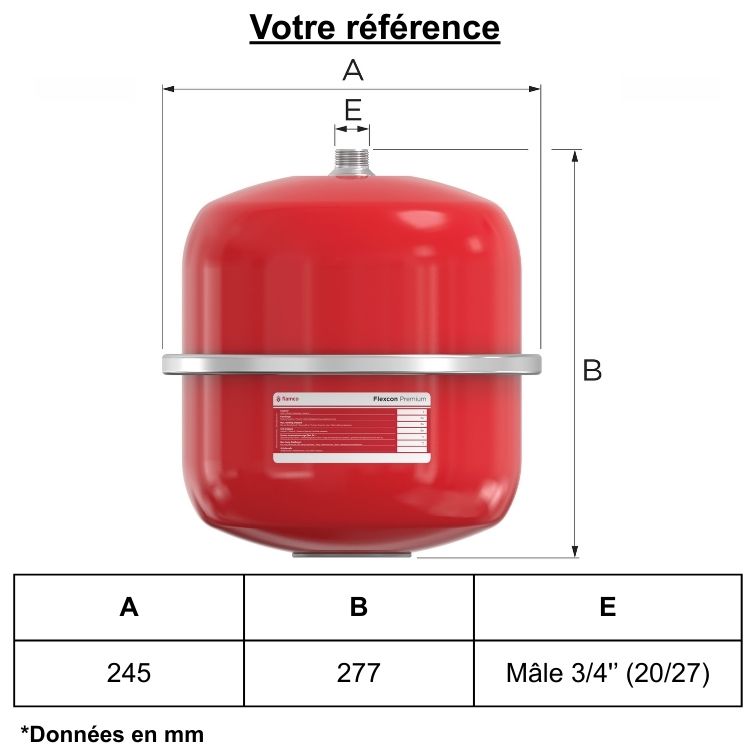 Vase d'expansion chauffage 8 litres - Flexcon Premium, Flamco