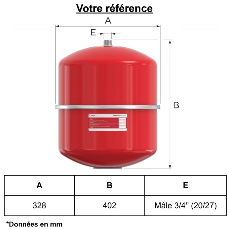 Vase d'expansion chauffage 25 litres - Flexcon Premium , Flamco