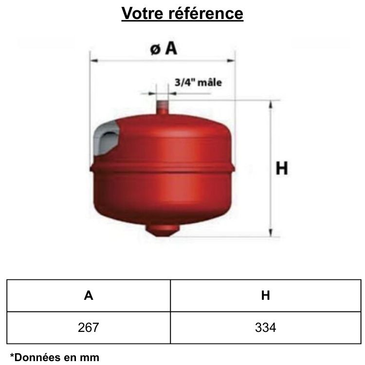 Vase d'expansion chauffage 12 litres - Gitral