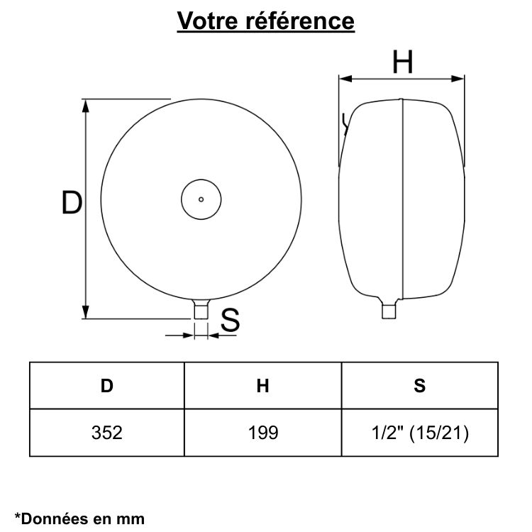 Vase d'expansion chauffage et solaire, 12 litres - Statico, IMI Pneumatex