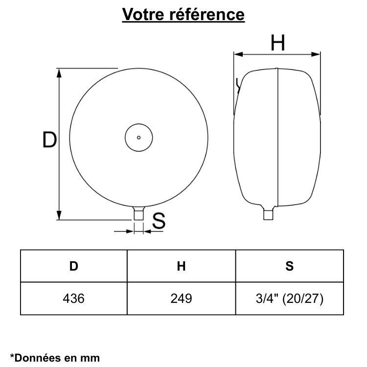 Vase d'expansion chauffage et solaire, 25 litres - Statico, IMI Pneumatex