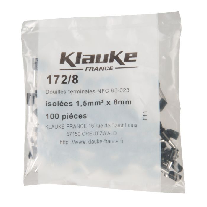 Embout de câblage pré-isolé NFC noir section 1,5mm² L=13,5mm vendu par 100