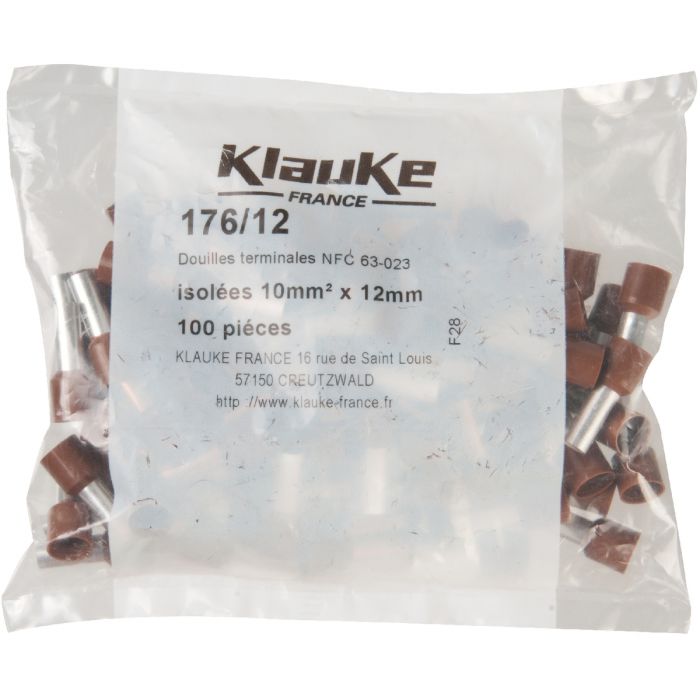 Embout de câblage pré-isolé NFC brun section 10mm² L=21,5mm vendu par 100