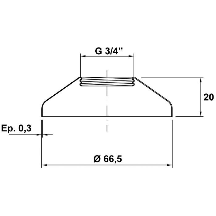 Rosace vissante chromée filetage 3/4 hauteur 20mm