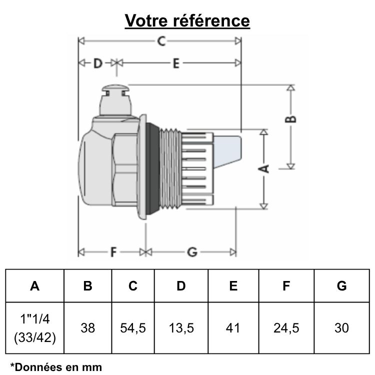 Purgeur d'air automatique pour radiateur, droite mâle 1''1/4 (33/42) - Thermador