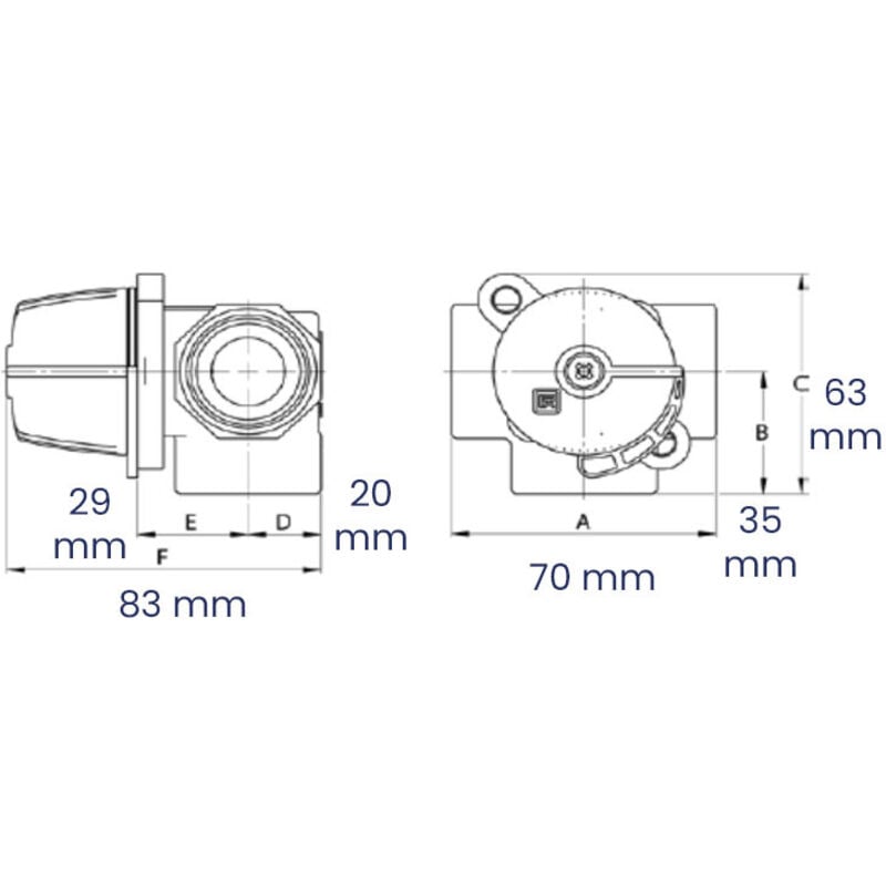 Vanne mélangeuse 3 voies laiton, femelle 1'' (26/34) - Thermador